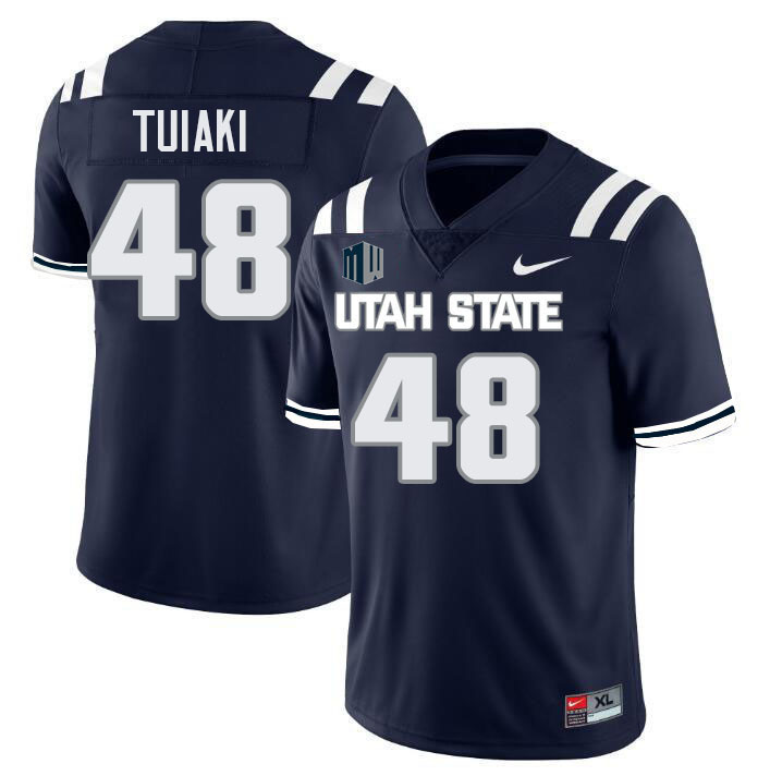 Utah State Aggies #48 Seni Tuiaki College Football Jerseys Stitched Sale-Navy